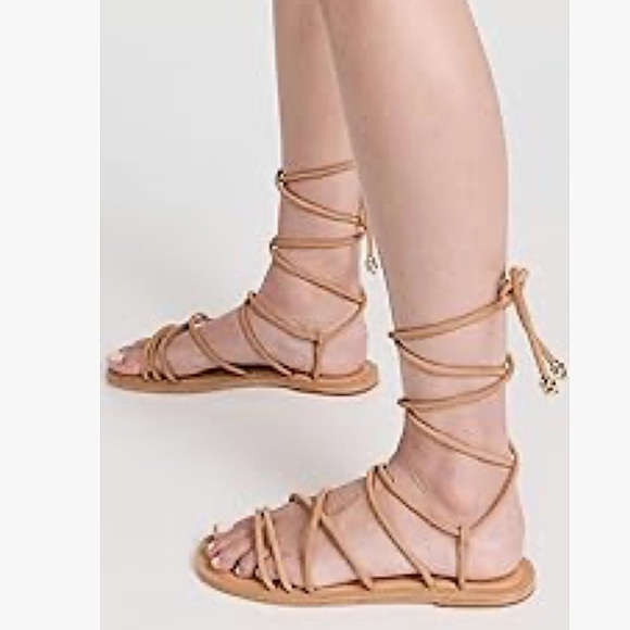 NWT SCHUTZ Magdalena strappy Gladiator Leather Flat lace up women size 5 boho - Picture 1 of 11